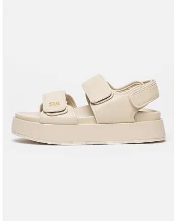 Sandale flatform de piele, Bej deschis
