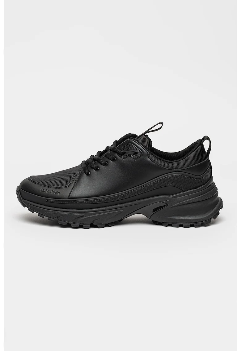 Pantofi sport Hike Runner din piele cu garnituri din plasa, Negru