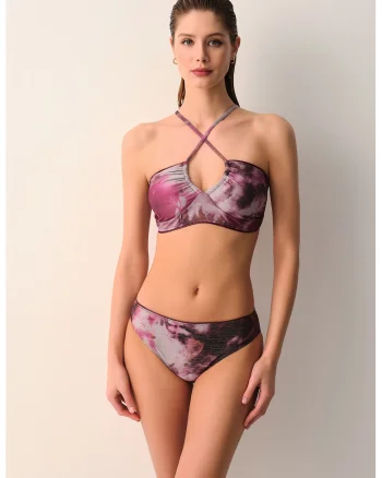 Top de baie cu model tie-dye Batic, Violet,