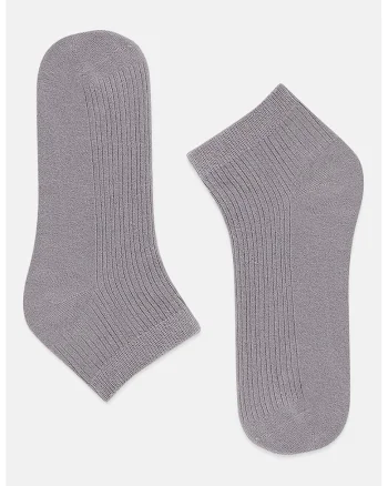 Sosete pana la glezna cu model uni, Gri deschis melange,