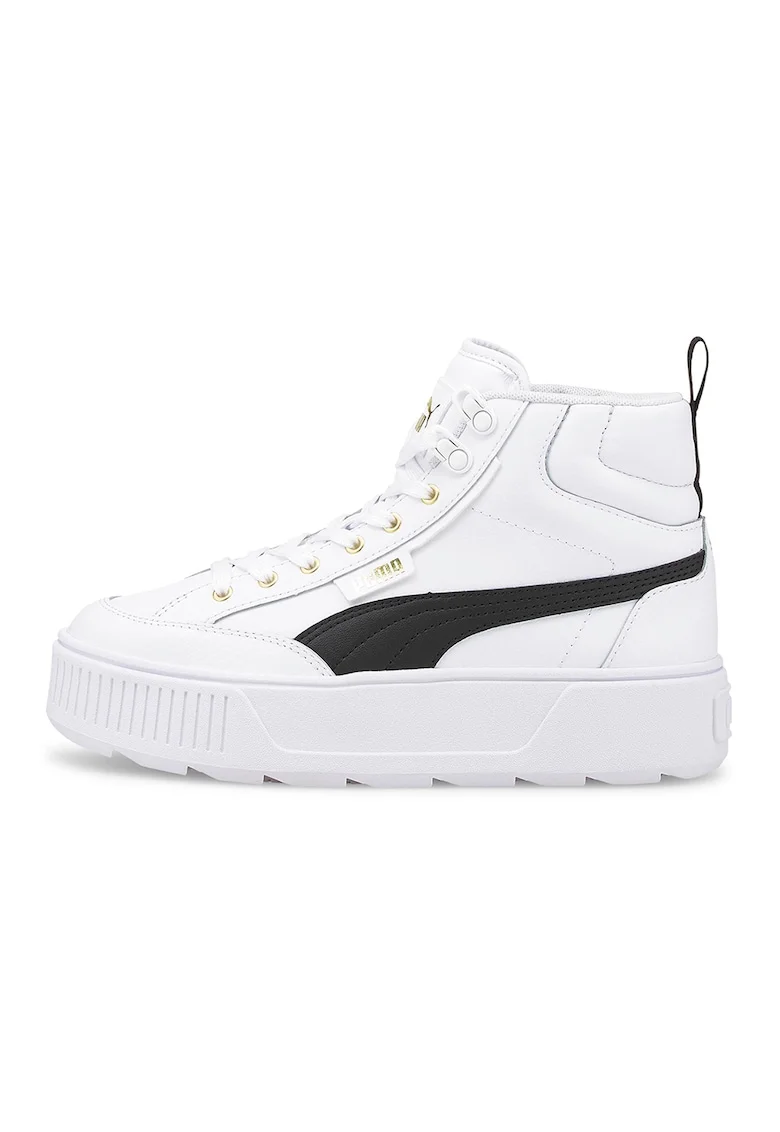 Pantofi sport mid-high de piele si piele ecologica Karmen, Negru/Alb optic