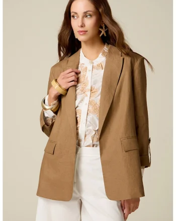 Sacou cu buzunare cu clapa, Maro camel