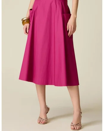 Fusta midi cu buzunare, Fucsia