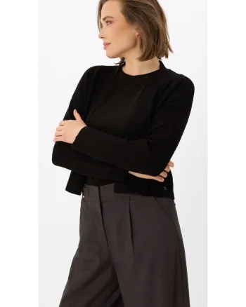 Cardigan scurt fara indichere, lejer,  S-Miga, Negru, Negru