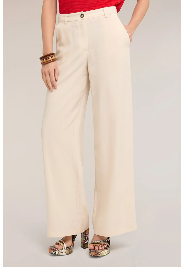 Pantaloni din amestec de lyocell cu croiala ampla, Bej deschis