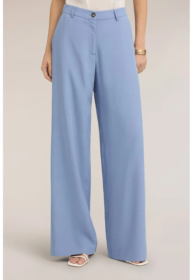 Pantaloni din amestec de lyocell cu croiala ampla, Albastru pastel
