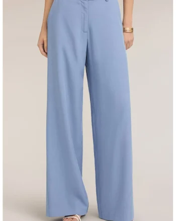 Pantaloni din amestec de lyocell cu croiala ampla, Albastru pastel