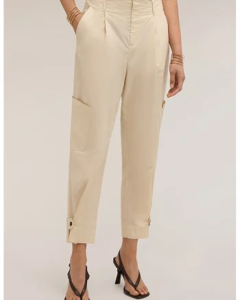 Pantaloni din bumbac cu buzunare multiple, Bej
