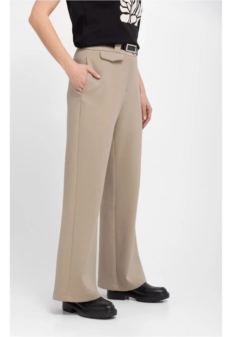 Pantaloni lungi eleganti pentru dama cu picior lat  R-Milen, bej, Bej