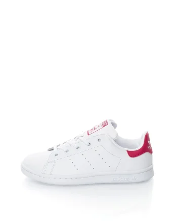 Pantofi sport albi cu detalii fucsia Stan Smith