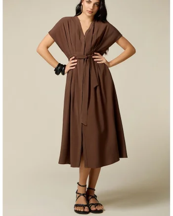 Rochie-camasa midi cu cordon in talie, Maro Siena