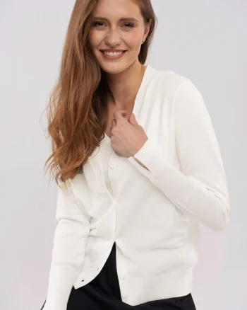 Cardigan  S-Vivi pentru femei, scurt, crem, Alb crem