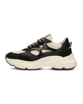 Pantofi sport Tokio din piele cu sireturi si accente animal print