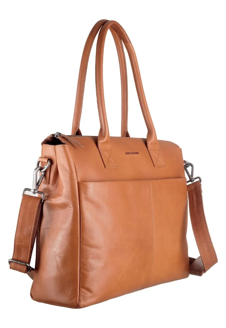Geanta umar dama piele naturala 41 x 33 cm, Fiorentina,, Coniac