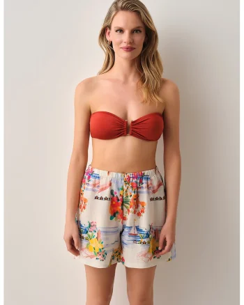 Pantaloni scurti cu design tropical, Multicolor