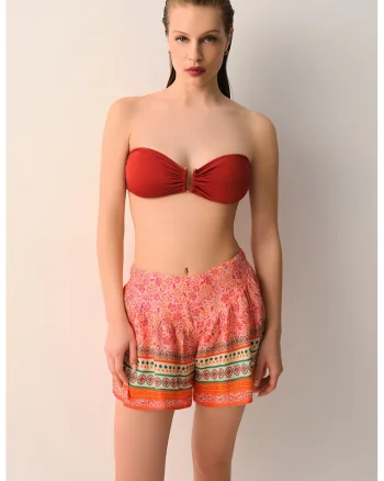 Pantaloni scurti cu design, Roz pastel/Portocaliu mandarina/Crem