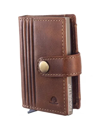 Portofel carduri unisex piele naturala 7.5 x 10 x 3.5 cm, COIN, Auriu/Coniac