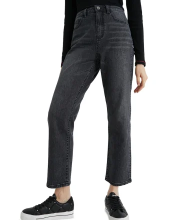 Blugi crop drepti, Gri inchis