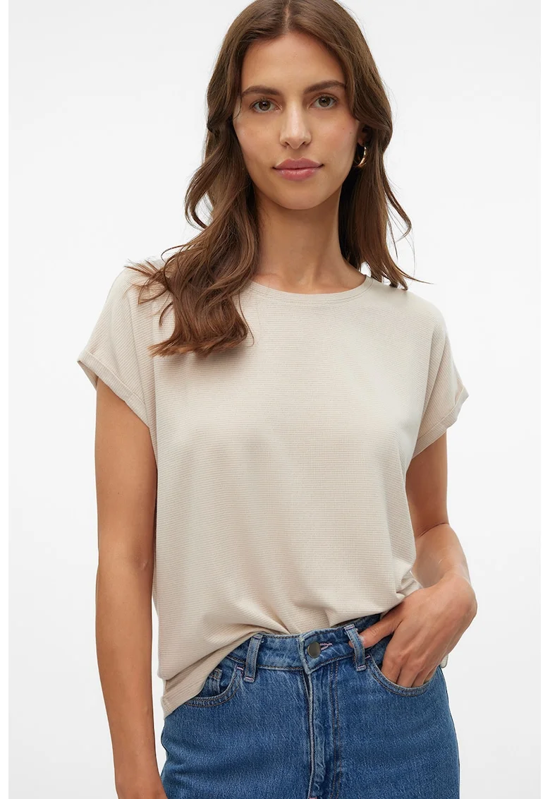 Tricou cu decolteu la baza gatului, Maro camel