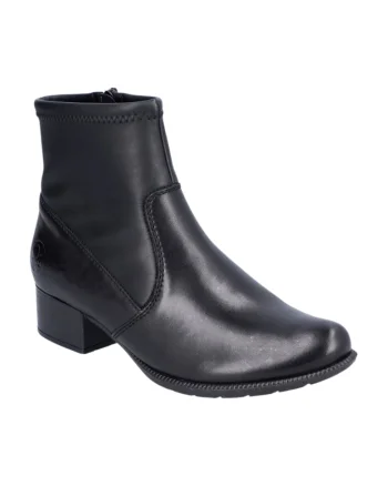 Botine casual dama,  ANTISTRESS, 78674-00 negru, piele naturala, cu toc, Negru