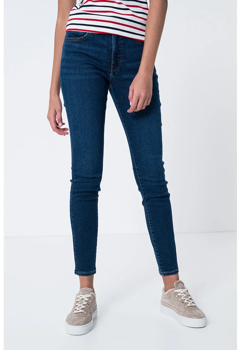 Blugi skinny cu talie inalta, Albastru inchis