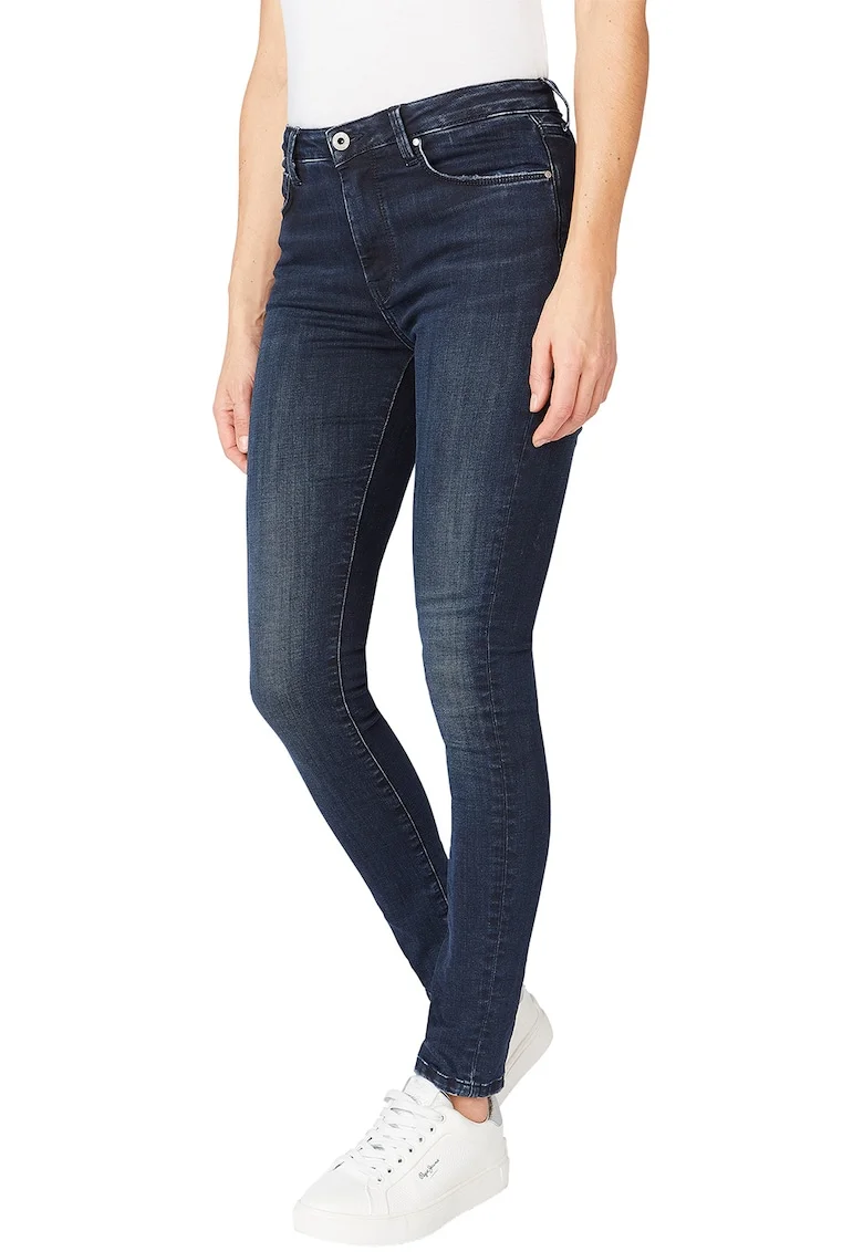 Blugi skinny cu talie inalta Regent, Alb murdar/Bleumarin