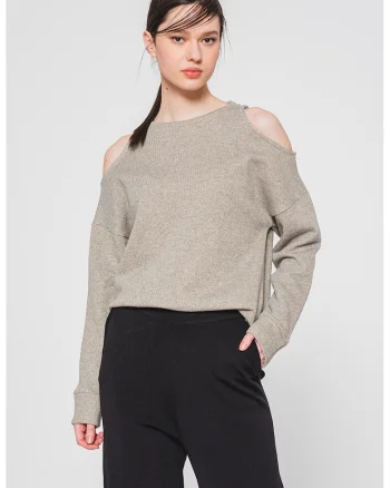 Bluza sport cu decupaje pe umar, Gri