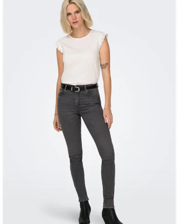 Tricou de bumbac organic cu maneci cu volane, Alb murdar