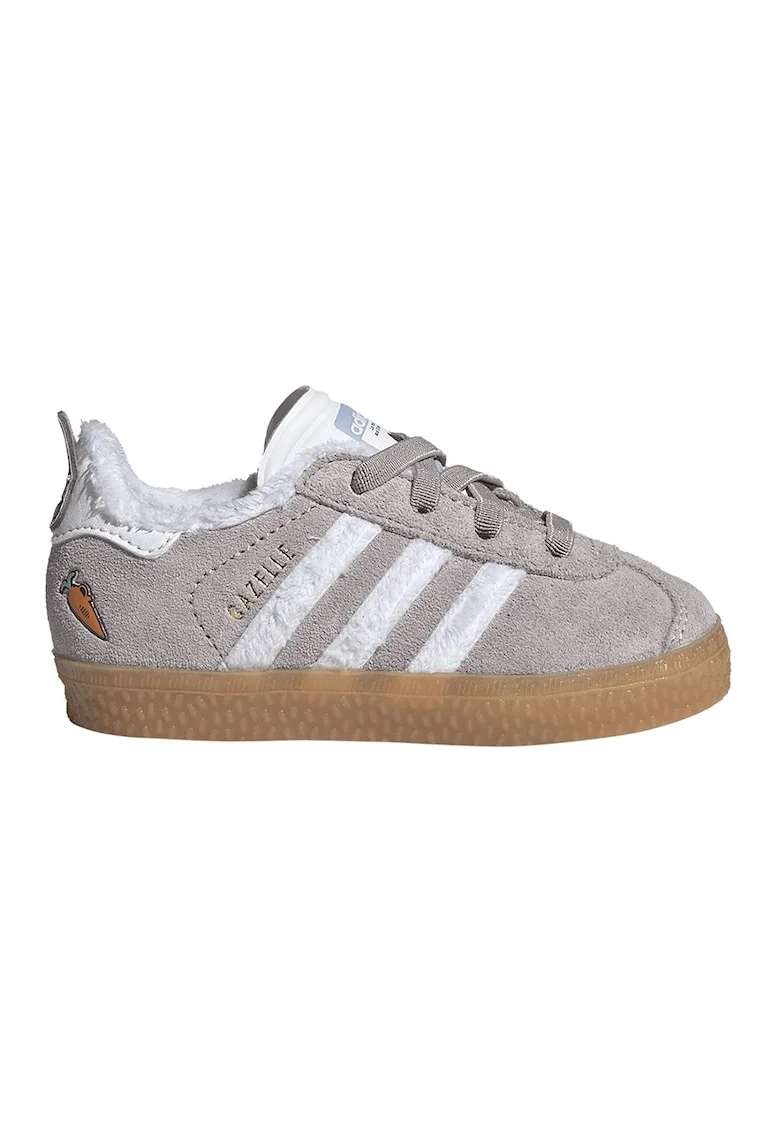 Pantofi sport Disney Gazelle din piele intoarsa cu sireturi elastice, Alb/Maro taupe