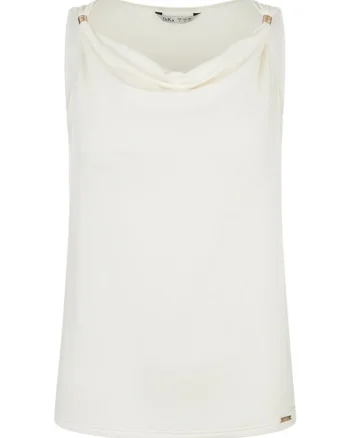Top din tricot fin cu decolteu grecesc