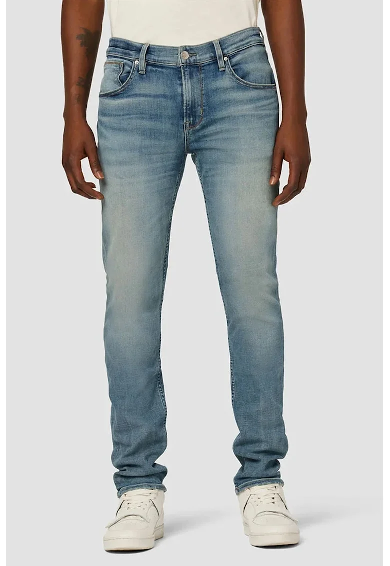 Blugi clasici din denim premium, prespălați, Albastru