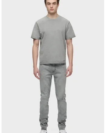Blugi skinny cu inserții cu aspect deteriorat, Gri