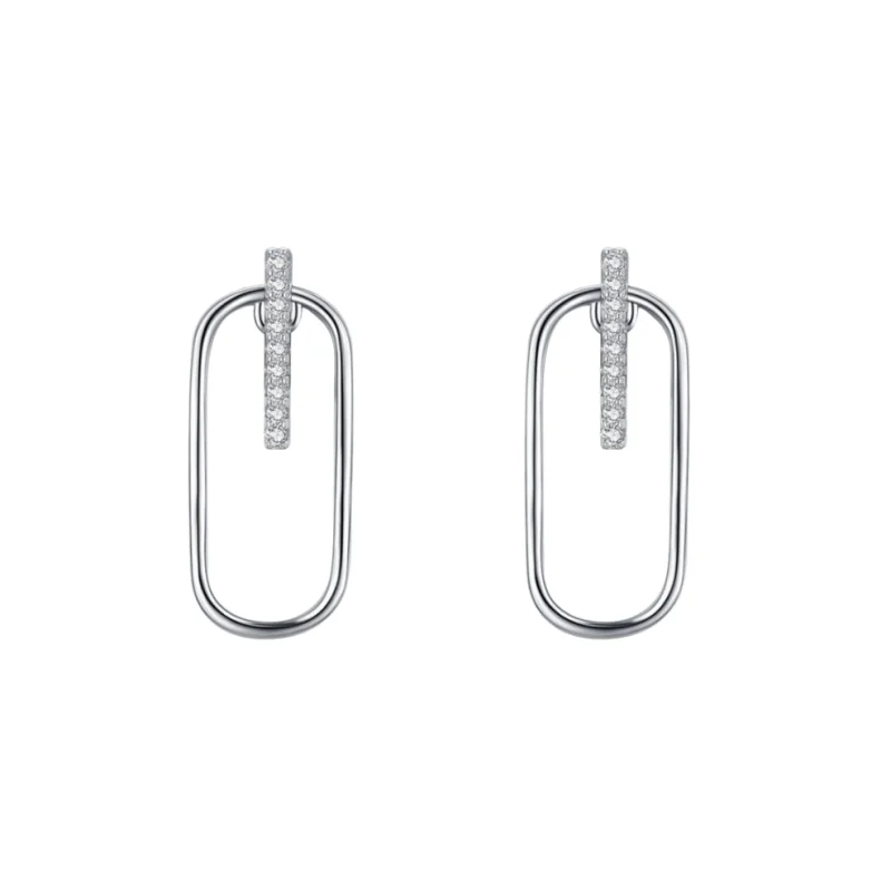 Cercei argint 925, JW1832, model geometric, placati cu rodiu