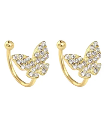 Cercei ear cuffs argint 925, JW1679, model fluture, placat cu aur
