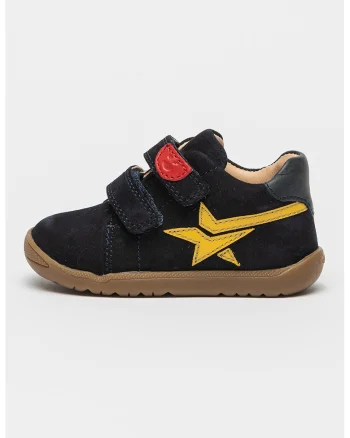 Pantofi sport de piele intoarsa cu velcro, Galben/Bleumarin