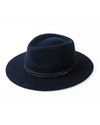 Palarie unisex cu bor lat, Bleumarin