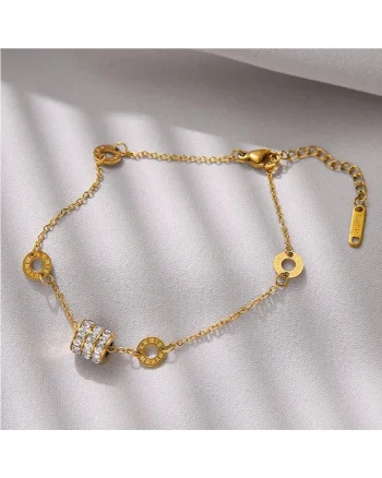 Bratara aurie, din otel inoxidabil, suflata cu aur 18k, Bentina C2