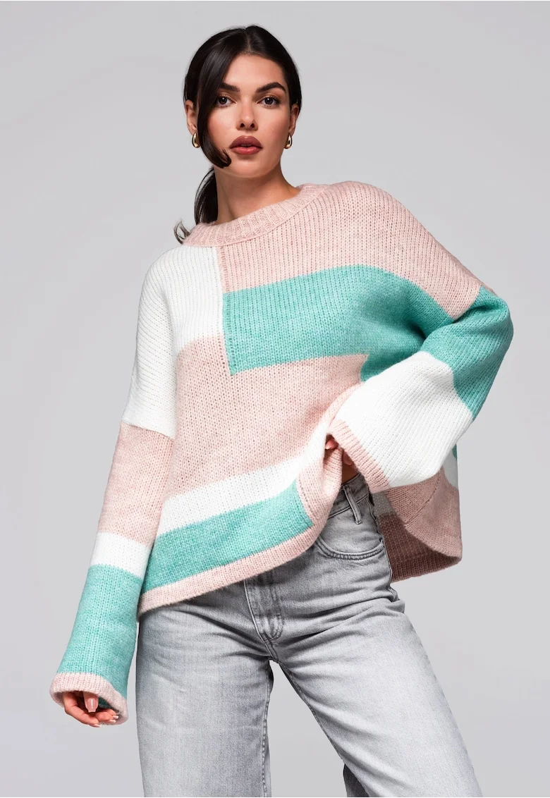 Pulover colorat  LW-SWSW-0108, Roz deschis