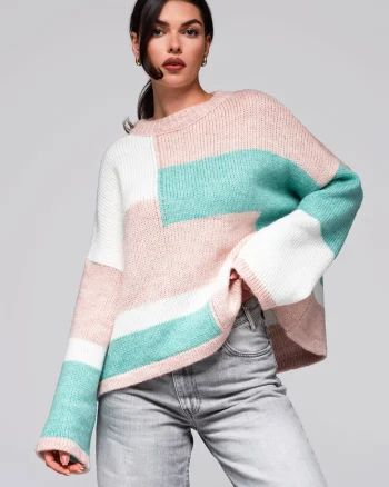 Pulover colorat  LW-SWSW-0108, Roz deschis