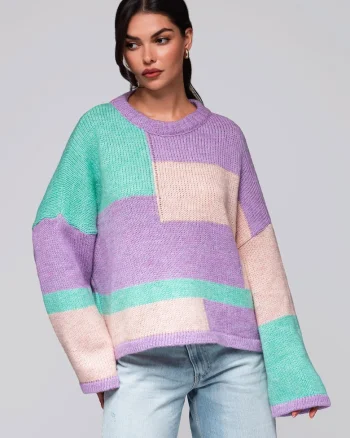Pulover colorat  LW-SWSW-0108, Mov deschis