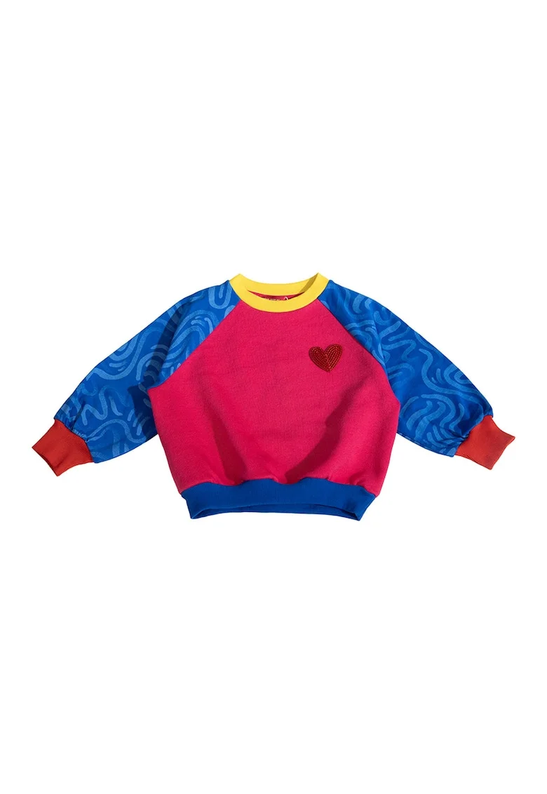 Bluza de trening cu decolteu la baza gatului si maneci lungi, Multicolor