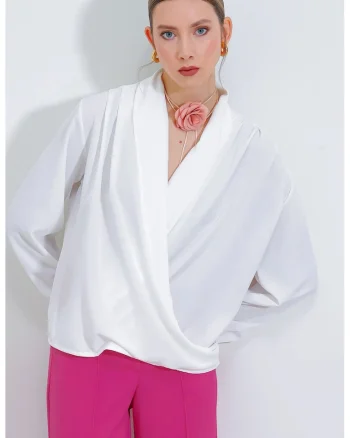 Bluza dama, HiCCUP, croiala lejera, poliester/lycra, alb