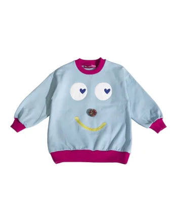Bluza de trening cu decolteu la baza gatului si design grafic, Rosu/Albastru