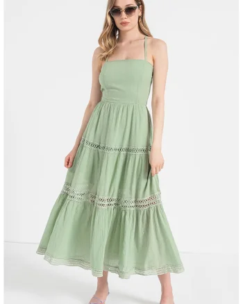 Rochie midi evazata, Verde aquamarin