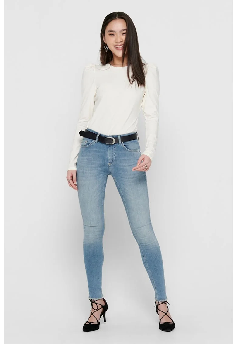 Blugi skinny cu aspect decolorat, Alb/Albastru lavanda