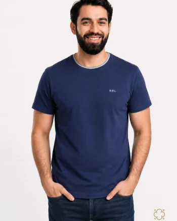 Tricou cu maneca scurta, casual, pentru barbati, din bumbac, Albastru