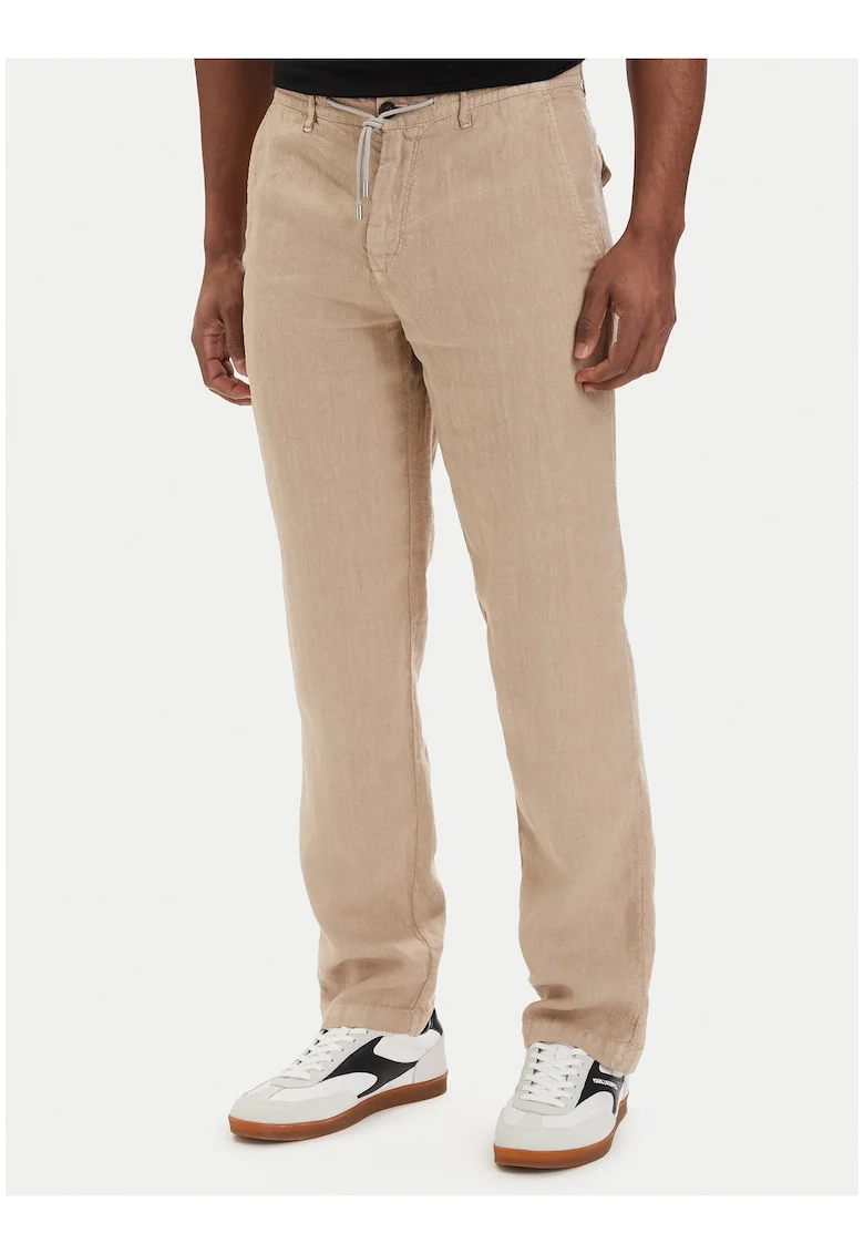 Pantaloni Chino Barbati,  Bej, poliester-viscoza, regular fit