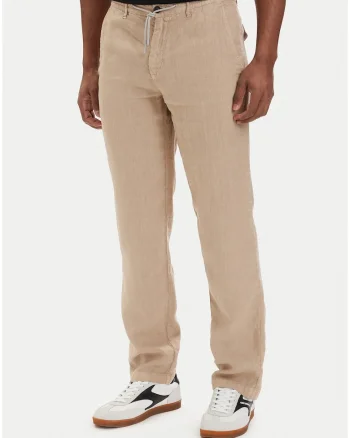 Pantaloni Chino Barbati,  Bej, poliester-viscoza, regular fit