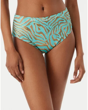 Top bikini dama,  animal print zebra, albastru, material sintetic