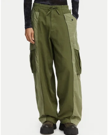 Pantaloni cargo dama, G-Star Raw, verde, bumbac si poliester reciclat, croiala dreapta